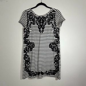 ANTHROPOLOGIE POSTMARK Black and White Striped Dress Size Medium